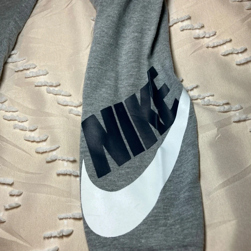 Nike Kids Size 4T Toddler Gray Leggings Cotton Blend Logo Print Sporty Comfy Fit